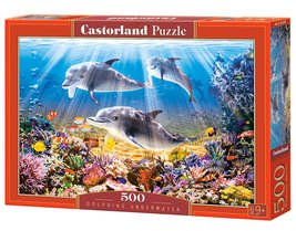 500 Piece Jigsaw Puzzle, Dolphins Underwater, Ocean life, Sea puzzles, Adult Puz - £12.73 GBP
