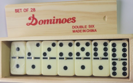 Double Six Dominoes Game in Set of 28 Wooden Box Size 2"X3/4"X1/4" - $14.84