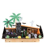 Halloween Mid Century Hearse House Laser Cut Wood Palm LED Light Up NEW ... - $98.89