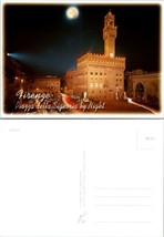 Italy Tuscany Florence (Firenze) Piazza della Signoria at Night Vintage Postcard - £7.39 GBP