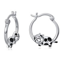 Harong Silver Plated Cute Animal Cows Earrings Teens Girl Copper Fashion Mini St - £8.00 GBP