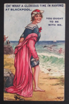 Glorious Time I&#39;m Having at Blackpool Humor Funny Comic Corona Postcard c1910s - $12.99