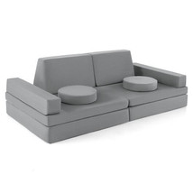 10-Piece Kids Play Couch Sofa with Portable Handle-Gray - Color: Gray - £193.73 GBP