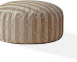 24&quot; Taupe Flax Round Floral Pouf Ottoman - $276.99