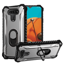 Shockproof Metal Jacket Ring Stand 360° PC TPU Hybrid Case SILVER For LG K51 - £5.31 GBP