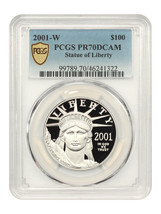 2001-W Platinum Eagle $100 PCGS Proof 70 DCAM - £3,139.68 GBP