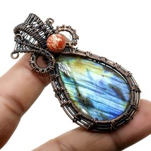 Labradorite Ethnic Wire Wrapped Handcrafted Copper Jewelry Pendant 2.4&quot; SA 1231 - £3.97 GBP