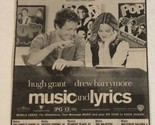 Music And Lyrics Vintage Tv Print Ad Hugh Grant Drew Barrymore TV1 - $5.93