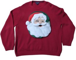 VTG Ugly Christmas Sweater Santa Toilet Seat Cover MEN&#39;S Sweater w/ Stocking XL - £31.45 GBP