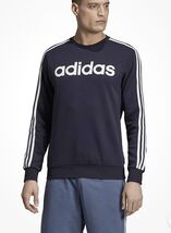 Adidas Men's Fleece Crewneck Long Sleeve 3 Stripe Pullover, Legink/White... - $18.99