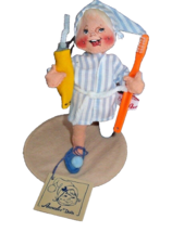 Vintage 1993 Annalee Bedtime Boy Brushing Teeth Doll Toothpaste Htf Rare 7 1/2&quot; - £39.56 GBP