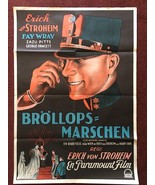Erich von Stroheim&#39;s THE WEDDING MARCH (1928) Unrestored Swedish Poster ... - $2,060.01 CAD