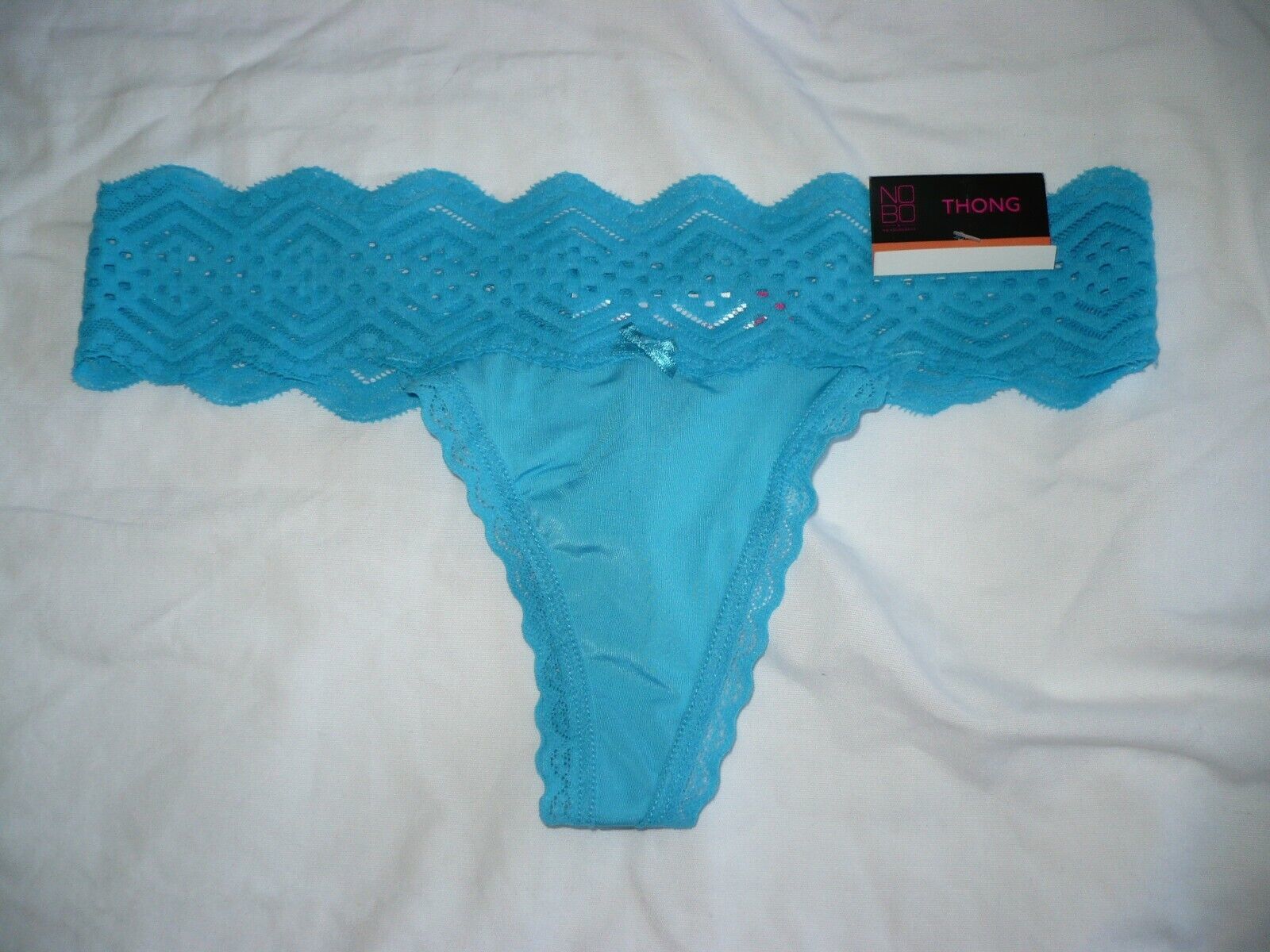 No Boundaries Women&#39;s Micro &amp; Lace Thongs Solid Blue Size 3XL (10)  NEW - $9.74