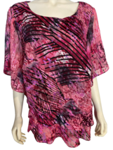 Alex Evenings Women&#39;s Pink, Purple, Black Boat Neck Short Sleeve Tiered ... - $28.49