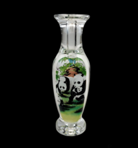 Reverse Painted Chinese Crystal Vase w/ Pandas Hand Painted Leaded Glass... - £113.51 GBP