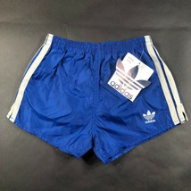 Adidas Trefoil Youth Boys M (24-26) Blue Nylon Running Shorts White Stri... - $46.75