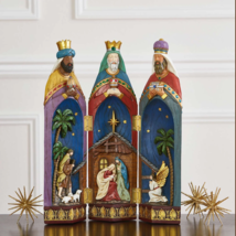 Three Kings Tri-Fold Large 18&quot; Figurine Nativity Scene Christmas Decor 2... - $143.55