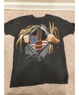 Country Music/American Guitar Superhero Black T-Shirt, Adult Medium, Black - $19.52 CAD