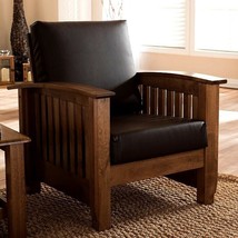 Mission Craftsman Shaker Leather-Like Walnut Morris Chair - New! - $499.00