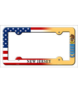 New Jersey|American Flag Novelty Metal License Plate Frame LPF-469 - £15.14 GBP