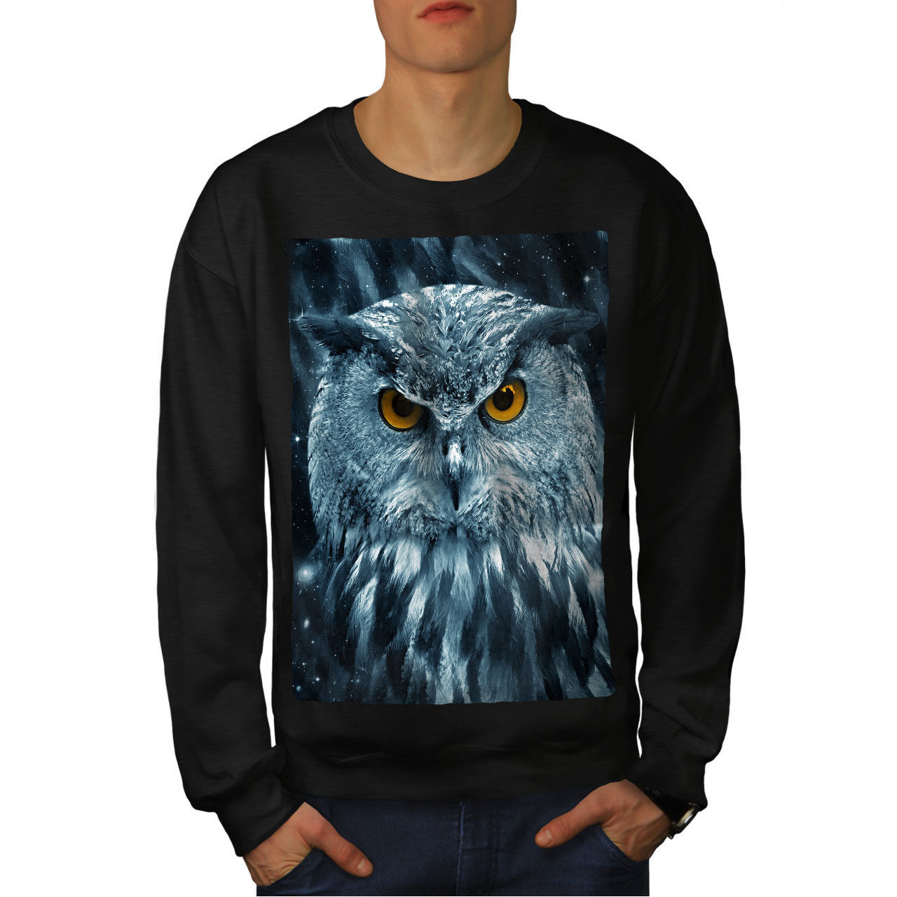 Primary image for Wellcoda Wild Looking Owl Mens Sweatshirt, Mother Casual Pullover Jumper