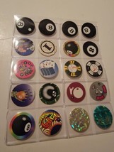 Lot Of 20 Vintage POGs Misc. Pool 8 Balls Games Poker Cards Casino 8ball - $19.59