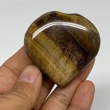 70g, 2&quot;x2.1&quot;x0.7&quot;, Tiger&#39;s Eye Heart Polished Healing Crystal @India, B33888 - £16.34 GBP