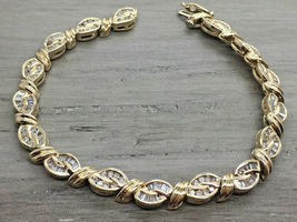 Beautiful 14K Yellow Gold Over 12Ct Baguette &amp; Round Diamond Women&#39;s Bracelet - £143.90 GBP