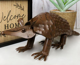 Western Rustic Forest Hand Sculpted Metal Springy Armadillo Statue 15.5&quot; Long - £21.23 GBP