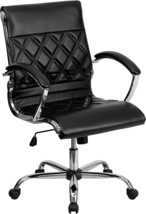 Mid-Back Designer Black Leathersoft Executive Swivel Office Chair With Chrome - £256.98 GBP