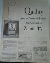 Zenith TV Quality Advertising Print Ad Art 1952 - $5.99