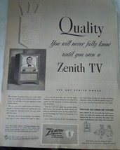 Zenith TV Quality Advertising Print Ad Art 1952 - £4.70 GBP