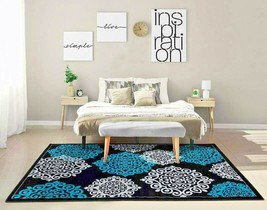 Rugs Area Rugs 8x10 Carpets Floor Modern Big Cool Large Blue Grey Black 5x7 Rugs - £74.04 GBP+