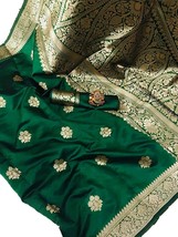 New Indian Women&#39;s kanchipuram Silk Saree Sari Blouse Piece Zari woven w... - $45.48