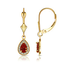 14K Yellow Gold Teardrop Drop Dangle Leverback Earrings Created Diamond 1.60ct - £125.80 GBP