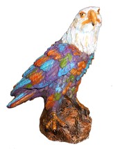 Bald Eagle Standing Sculpture w/ Rainbow Highlights 7&quot; H Resin Figurine - £19.54 GBP