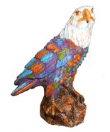 Bald Eagle Standing Sculpture w/ Rainbow Highlights 7&quot; H Resin Figurine - £19.75 GBP