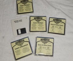Vintage Six 3.5 Floppy Disc Monster Fonts 2 Graphic Design Computer Classic - £19.65 GBP