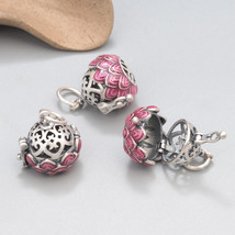 S925 Sterling Silver Enameled Lotus Locket Charm,DIY Making Charm,Mala Making - £21.25 GBP