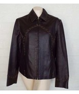 MONTANACO L 10 12 Chocolate brown zip front x laced lined leather jacket - $29.70