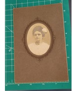 Antique Victorian Cabinet Card Pretty Lady Carline Studio New York - £11.02 GBP