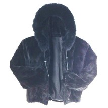 Dyed Ranch Mink Section Finland Fur Woman Jacket With Hood, T001, 2XL, B... - £717.76 GBP