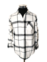 Merona Shirt Womens Size Medium Pullover Flannel Knit Navy White Metallic Thread - £11.86 GBP