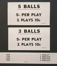 King Pin Pinball Game Original NOS Score And Price Value Cards 1962 #1 V... - $23.83