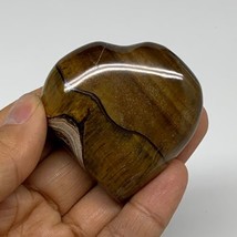74.2g, 2&quot;x2.1&quot;x0.7&quot;, Tiger&#39;s Eye Heart Polished Healing Crystal @India, ... - £17.53 GBP