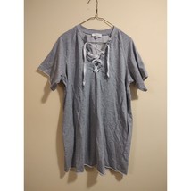 Umgee Women&#39;s Gray Sweatshirt Dress Laced Closer Pockets Short Sleeve Size XL - £18.32 GBP