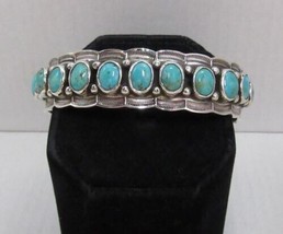 J Nelson Navajo Native American Sterling Silvr Turquoise 6.75&quot; Cuff Bracelet 45g - £316.53 GBP