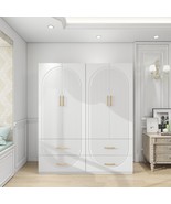 Wardrobe Cabinet with 4 Drawers and 4 Doors,Armoires with Hanging Rail W... - $519.99