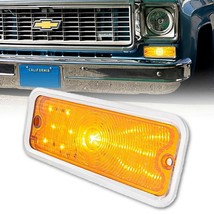 Front LH Amber LED Park Light Lens w/ Stainless Bezel for 73-80 Chevy GMC Truck - £33.58 GBP