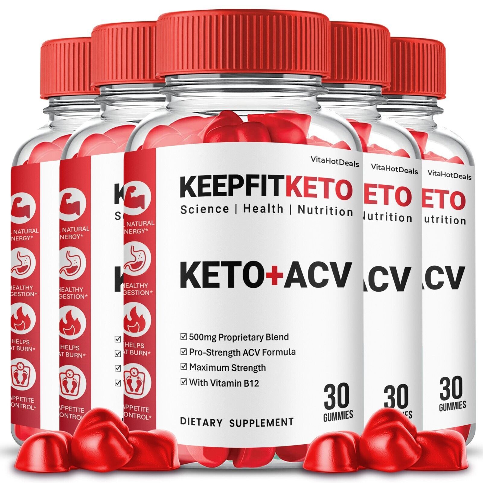5 Pack Keep Fit Keto ACV Gummies, Max Strength Supplement, KeepFit Gummies